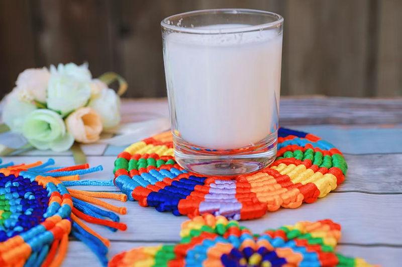 3-Pack Handmade Macrame Coasters Set, Boho Woven Cup Mats & Wall Decor, Colorful Star & Leaf Pattern for Home & Coffee Bar