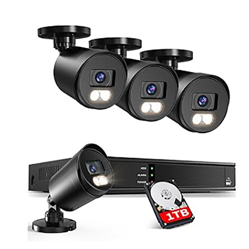 EZFIX 1080P Wired Security Camera System, 8CH DVR Recorder with 1TB Hard Drive, 4Pcs Indoor/Outdoor Waterproof Night Vision Surveillance Cameras