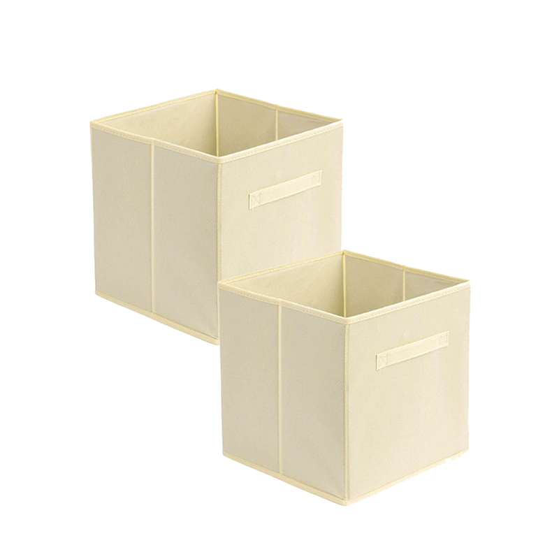 [Value 2-Pack] Foldable Fabric Storage Bins with Handles, Cube Organizer Baskets for Shelves, Closets, Home & Office, 11"/12" Sizes - Beige/Grey/Black