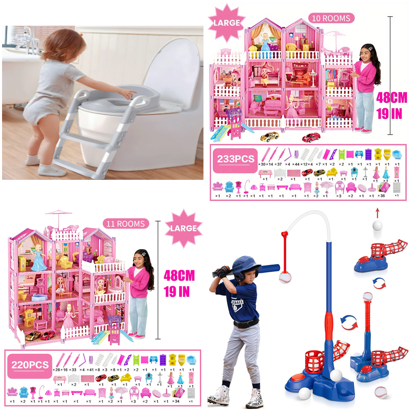[Limited Offer] Premium Developmental Toy Assortment: Huge 10-26 Room Dream Dollhouses, STEM Magnetic Building Tiles, Baby Activity Gyms, and Indoor Sports Sets (Golf/Baseball/Archery) – Incredible wholesale liquidation Event.