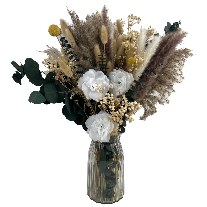 Diverse Preserved & Dried Flower Decor Assortment - Boho Bouquets, Framed Floral Art & Angel Glass Dome Roses, wholesale excess inventory at unbeatable prices.