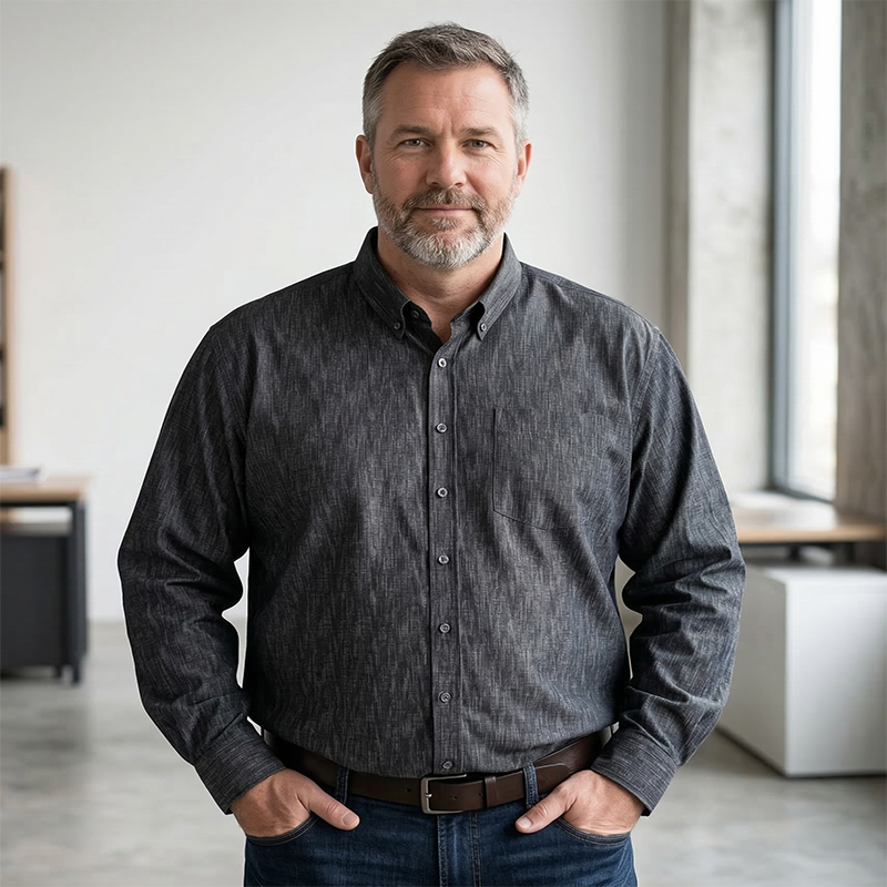 Men's Business Casual Long Sleeve Button-Down Shirt - Unique Textured & Micro-Print Tailored Fit Shirts, Premium wholesale liquidation stock.