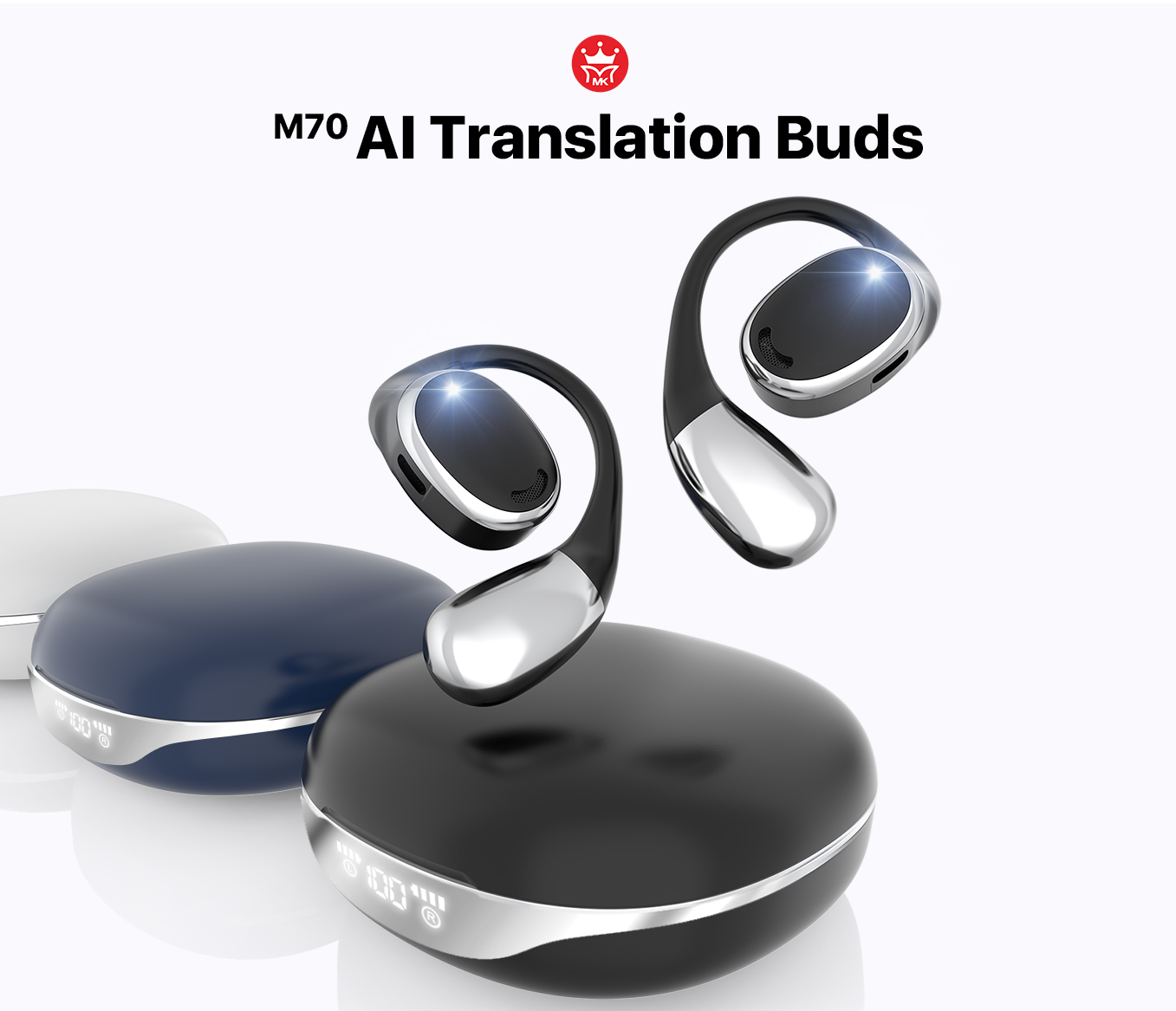 M70 Professional Two-Way Language Translator Headphones for Business & Travel