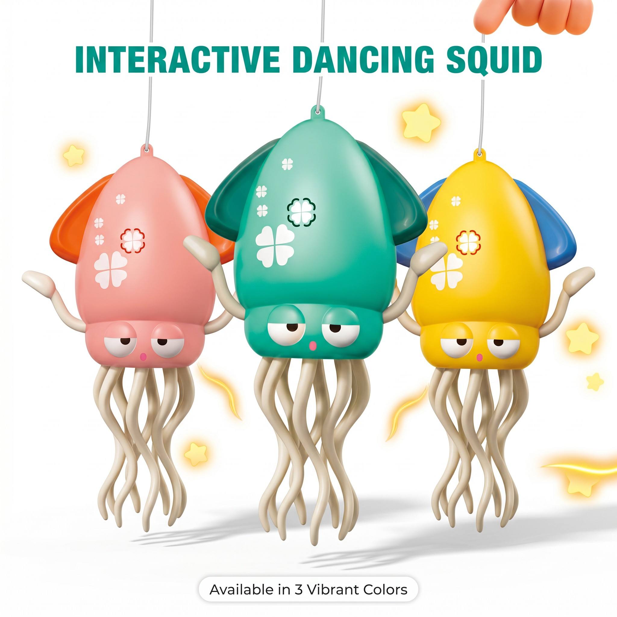 Interactive Dancing Squid Toy - Electric Musical Robot with LED Lights & Smart Obstacle Avoidance