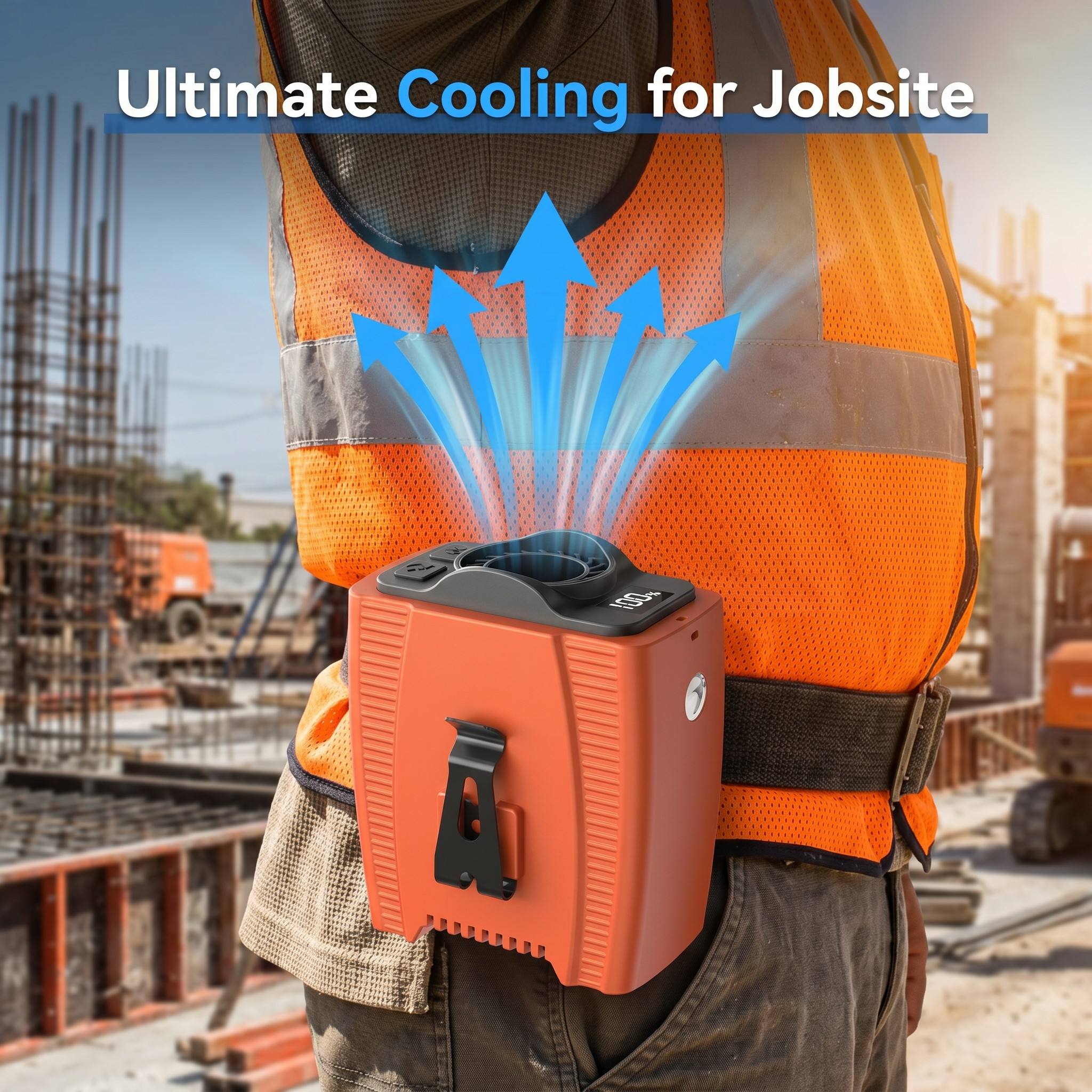 10000mAh Portable Waist Fan - Industrial Strength Cooling with Remote Control & Emergency Power Bank Function