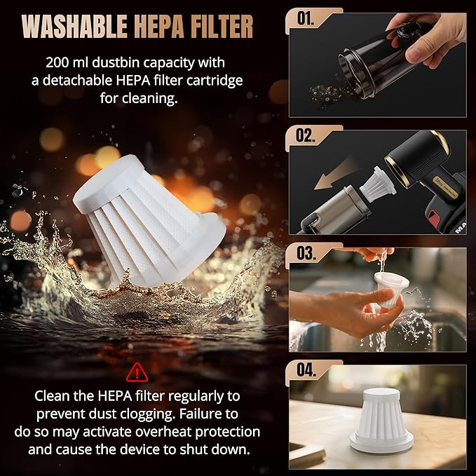 Handheld Cordless Rechargeable Car Vacuum Cleaner: 28000 Pa, 4-in-1 - Image 5