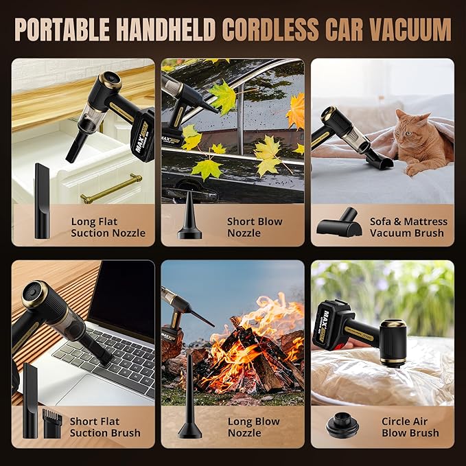 Handheld Cordless Rechargeable Car Vacuum Cleaner: 28000 Pa, 4-in-1 - Image 6