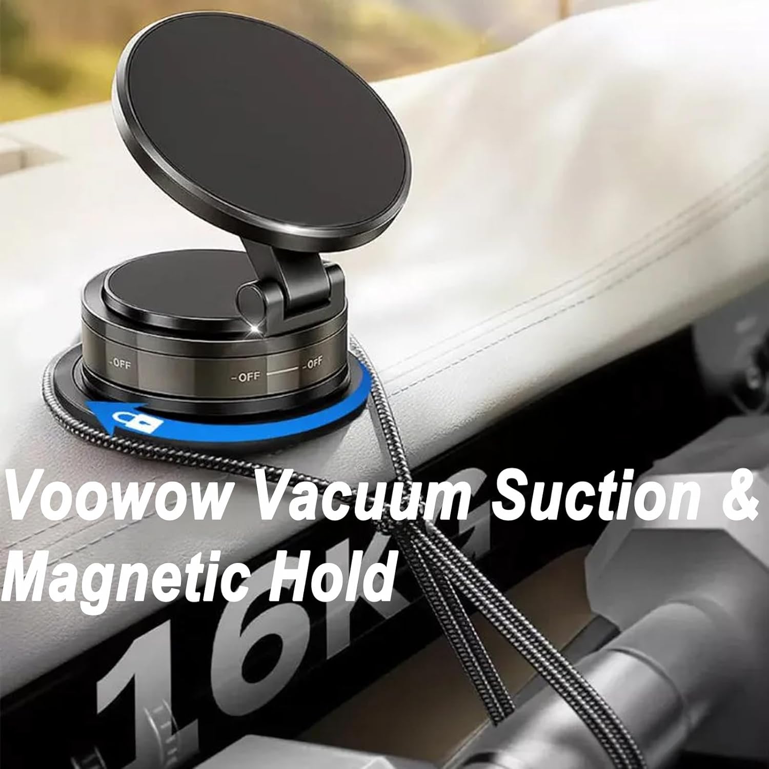 Voowow Phone Stand, 360° Adjustable Magnetic Phone Holder with Vacuum Suction - Image 5