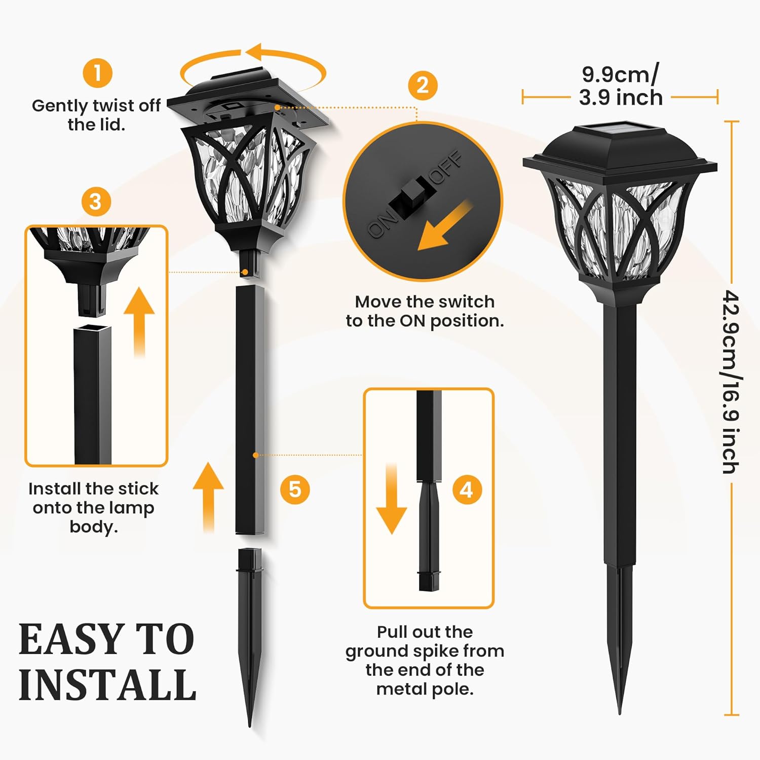 Outdoor waterproof solar lights, 2 LED solar garden lights, outdoor decoration, courtyard, landscape, flower pot, corridor garden decoration (warm white) - Image 6