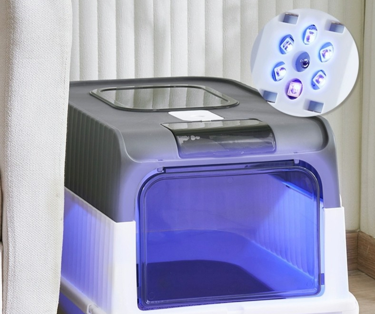 Extra Large Cat Litter Box, Drawer Type Fully Enclosed with UV Light - Image 2