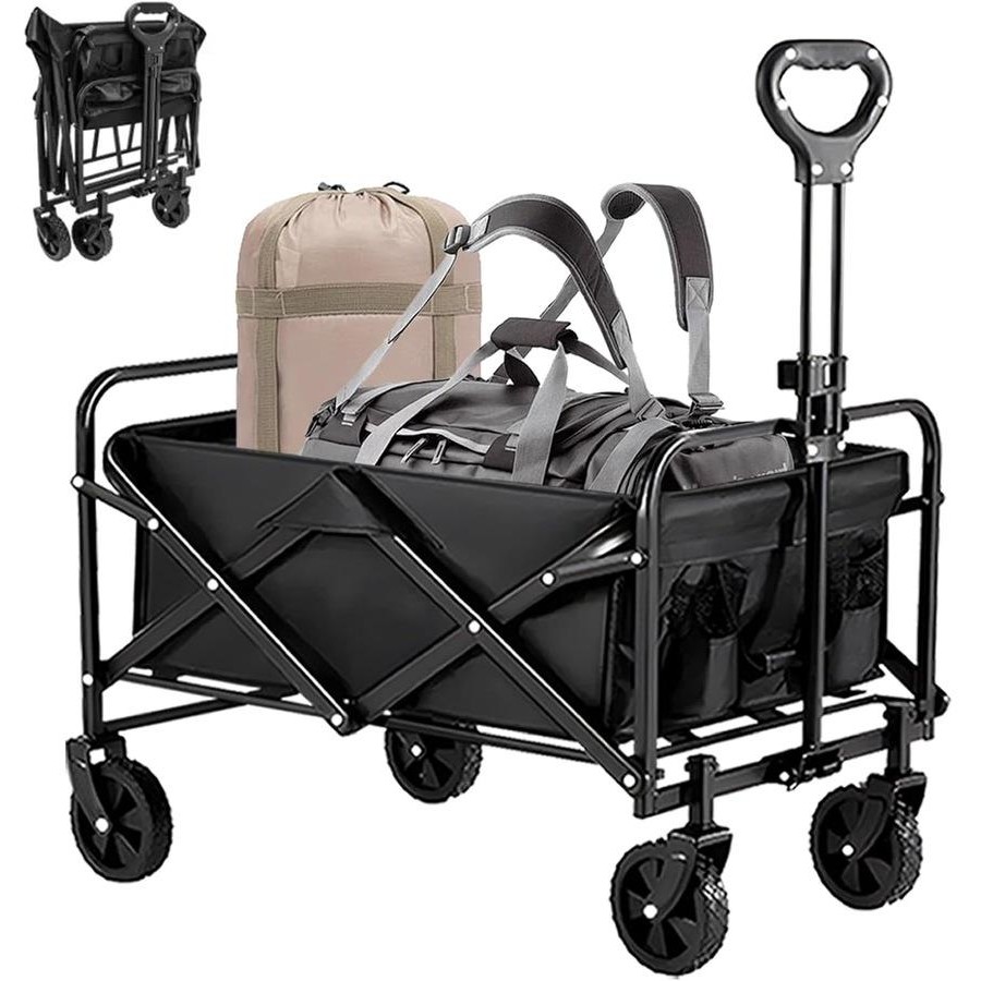 Black Folding Wagon Collapsible Utility Cart for Beach & Garden in NJ