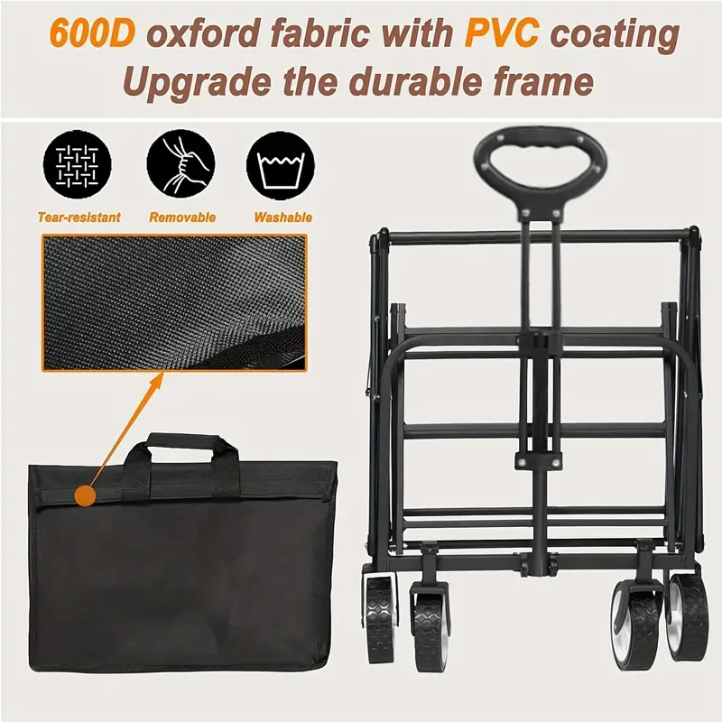 Black Folding Wagon Collapsible Utility Cart for Beach & Garden in NJ - Image 3