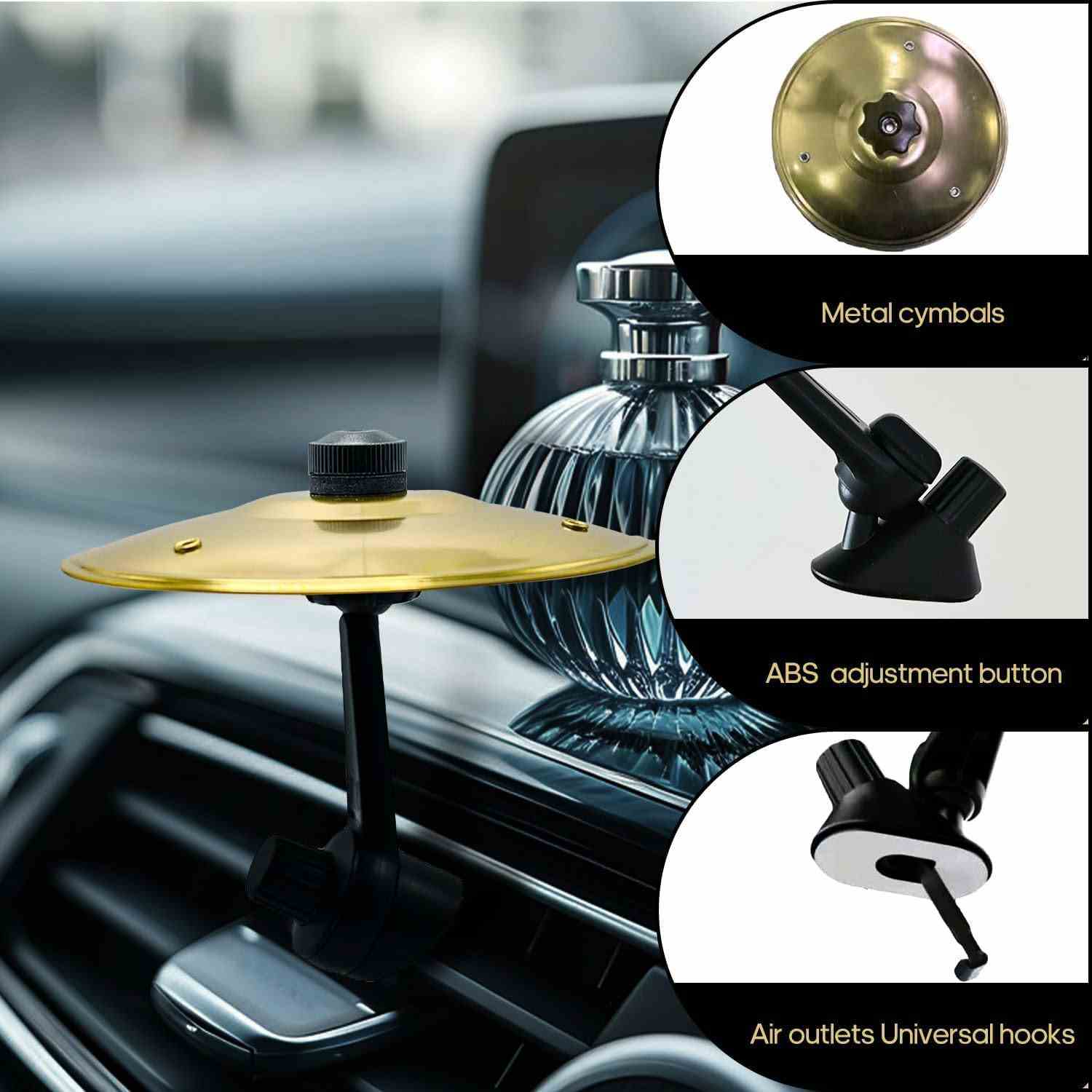 Car Cymbal Air Vent Mini Drum Crash Cymbal for Car Dashboard, Compact & Durable Musical Car Accessory for Drivers, Fits All Vehicles - Image 3