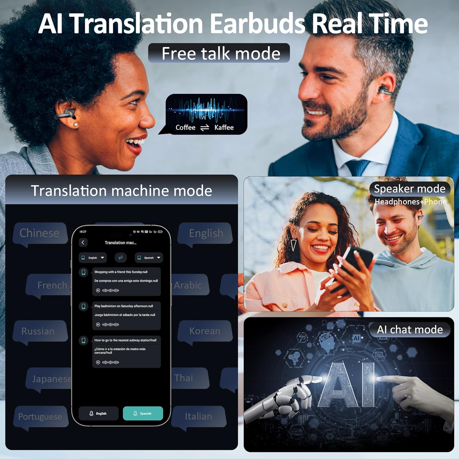 AI Language Translation Earbuds Real Time,163 Language & Accents Two-Way Translator Device with APP - Image 4