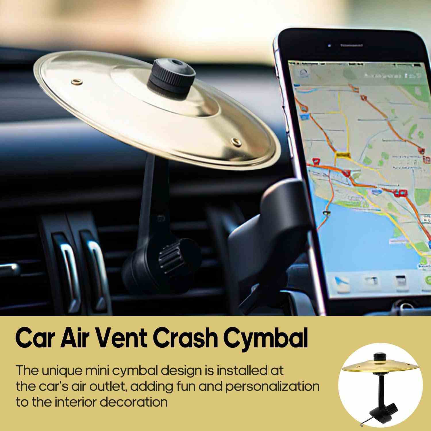 Car Cymbal Air Vent Mini Drum Crash Cymbal for Car Dashboard, Compact & Durable Musical Car Accessory for Drivers, Fits All Vehicles - Image 4