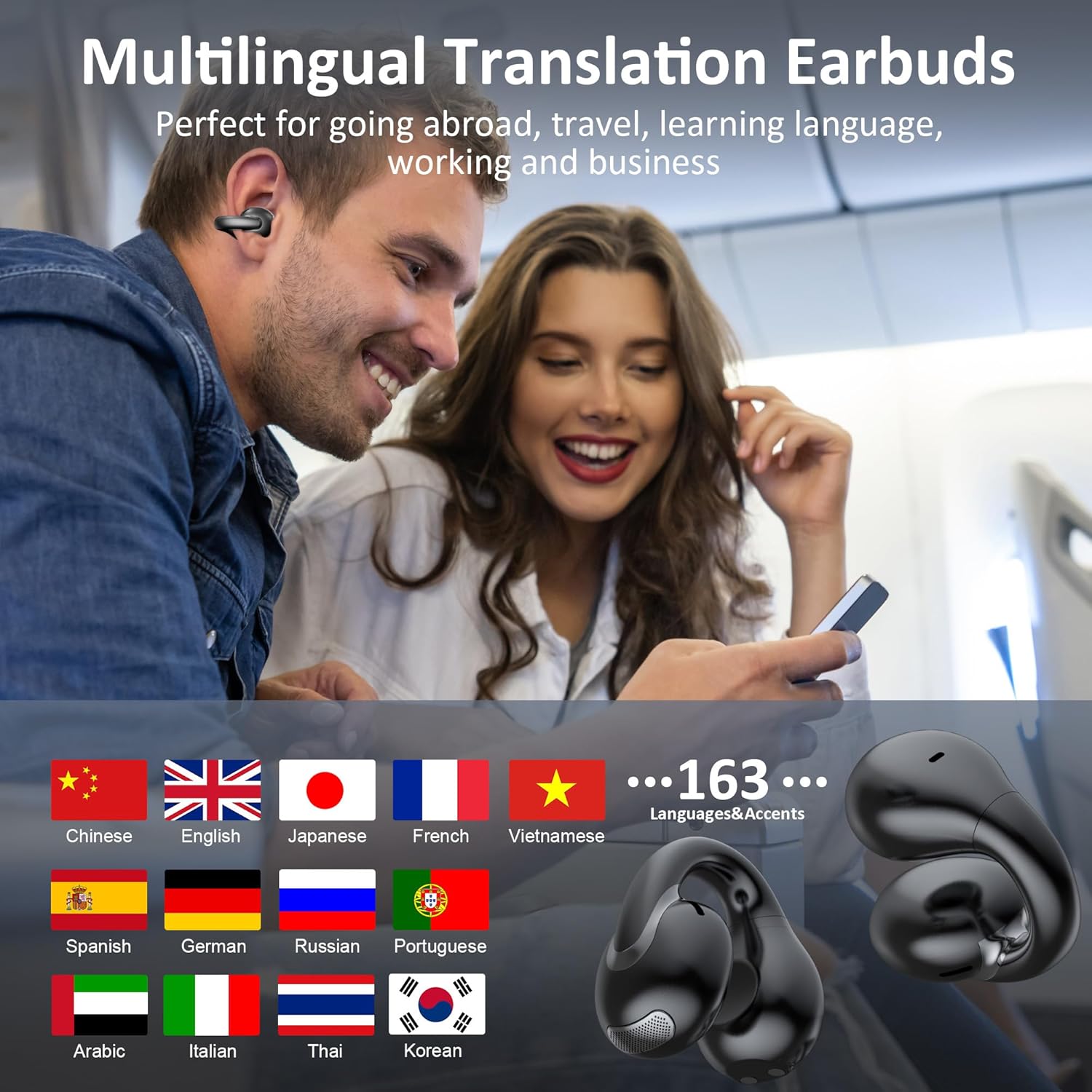 AI Language Translation Earbuds Real Time,163 Language & Accents Two-Way Translator Device with APP - Image 8