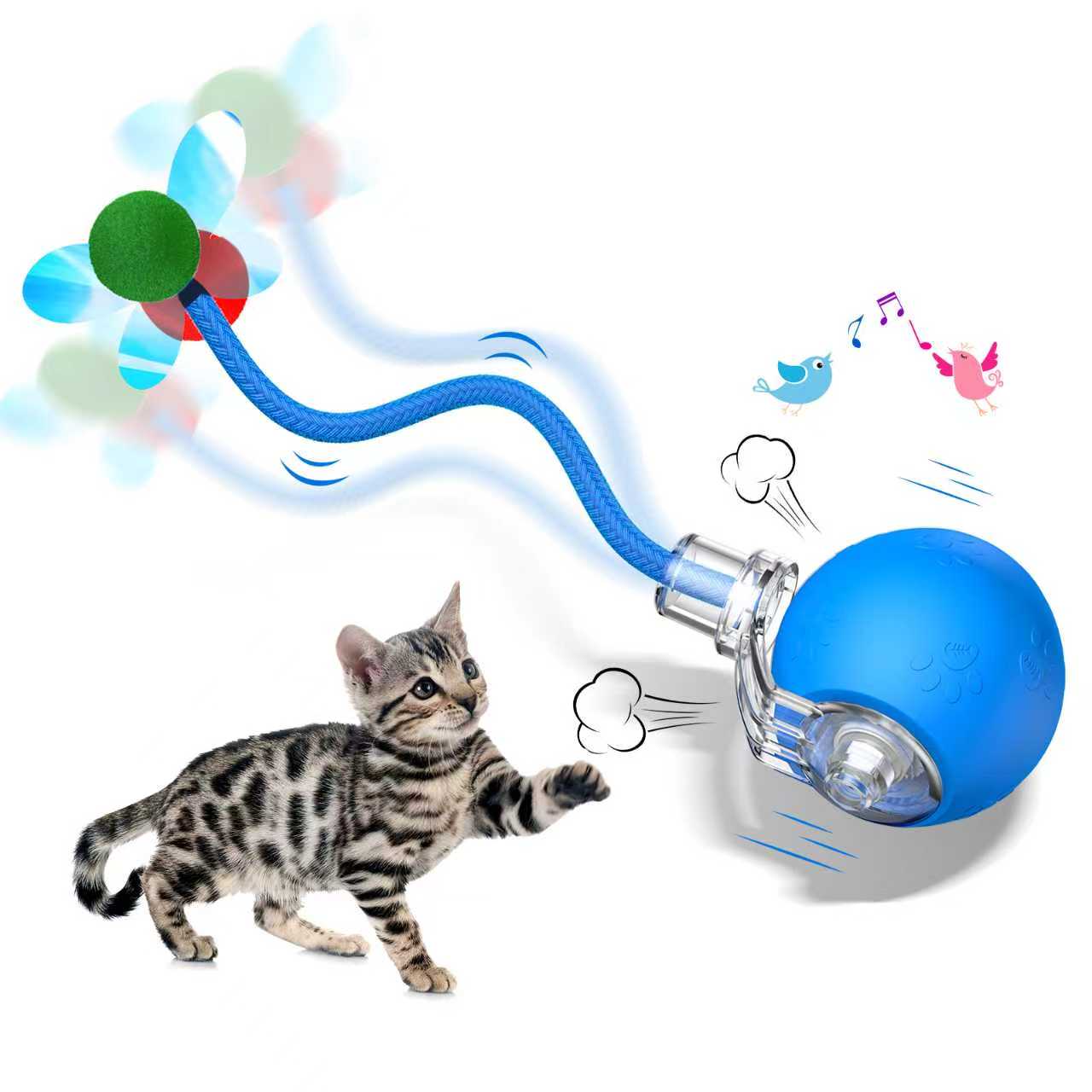 Interactive Cat Toys Ball for Indoor Cats Fast Rolling onCarpet, Chirping & Motion Activate Cat Toys - Image 2