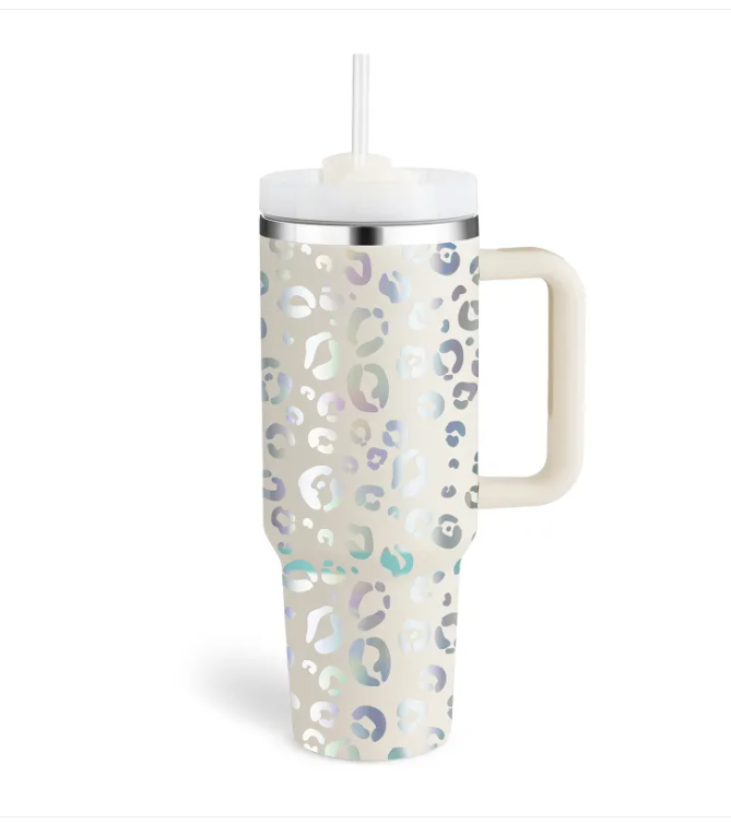 40 Oz Tumbler With Handle Straw Insulated, Stainless Steel Spill Proof Vacuum Coffee Cup Tumbler With Lid Tapered Mug Gifts (Random color)