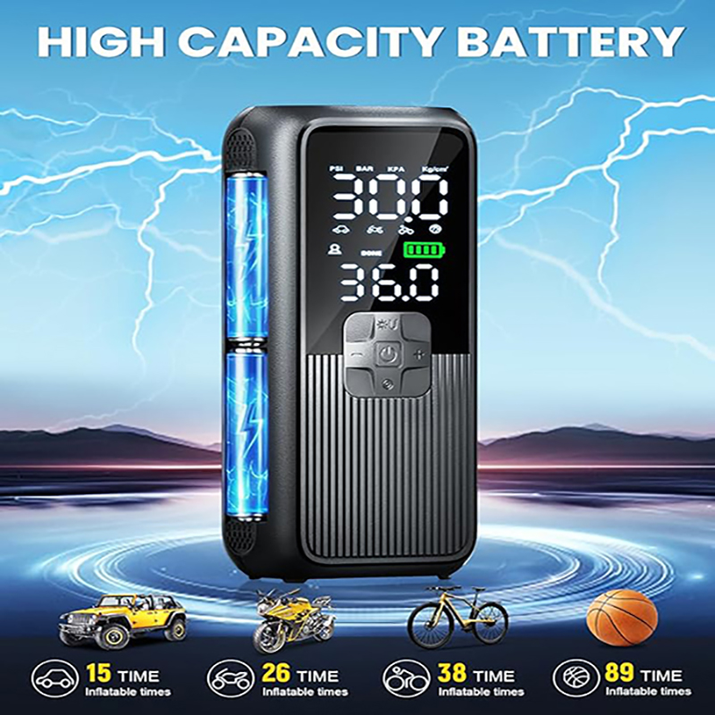 Tire Inflator Portable Air Compressor, T05 Air Pump for Car, Motorcycle, Bike, Balls with Tires Pressure Gauge, 150PSI Air Compressor Portable, Tires Pump with LED Light & Auto Shut-Off