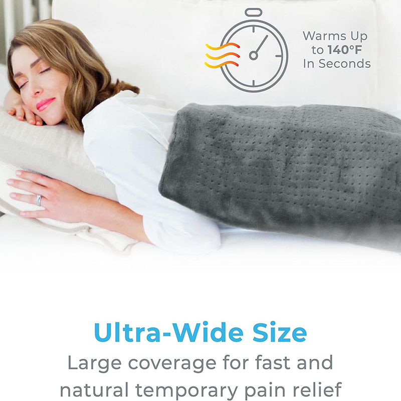 Pure Enrichment PureRelief Ultra-Wide Microplush Heating Pad - 20” x 40” XXL Size & 6 Heat Settings for Temporary Neck, Shoulder & Back Pain Relief - Moist Heat Option & Machine Washable - Image 2