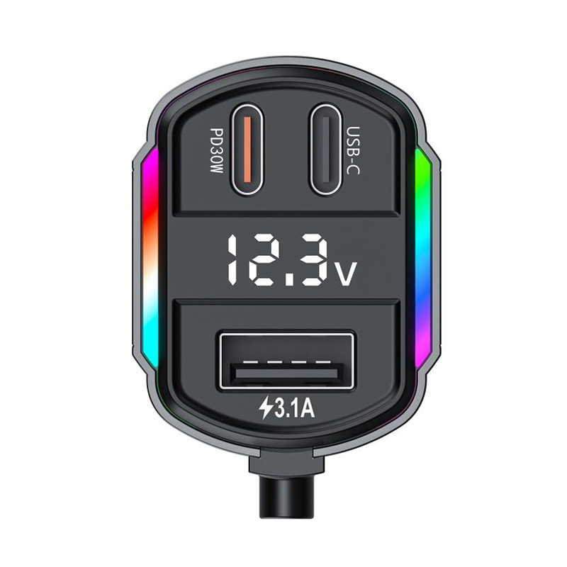 78W Car Charger Fast Charge with Retractable USB-C and Lightning Cables, PD 30W & QC 3.1A Ports, LED Voltage Display & RGB Light, Compatible with iPhone 15/14/13, Samsung Galaxy, iPad. - Image 4