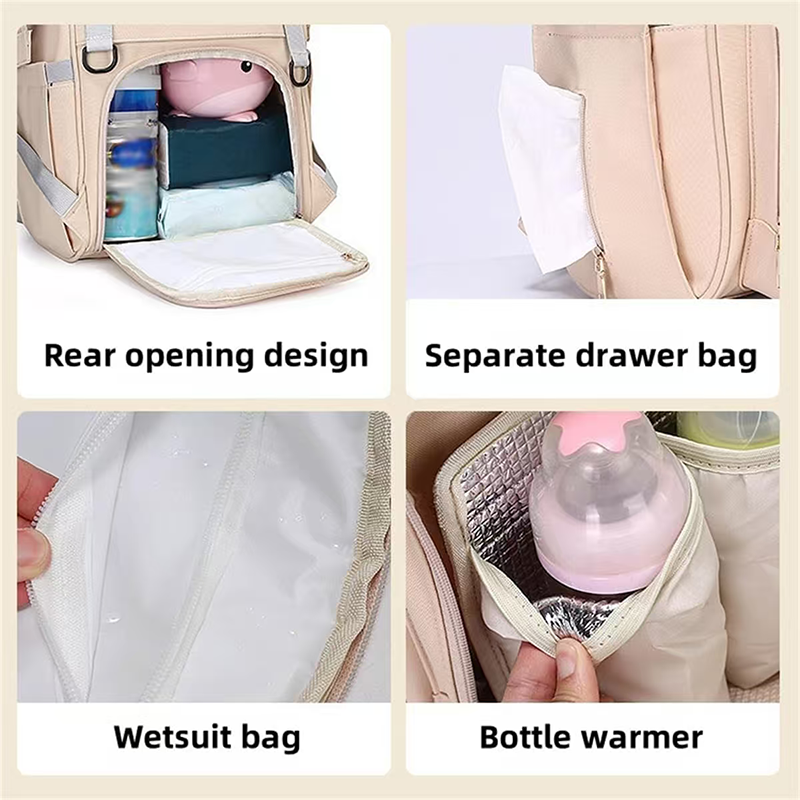 Diaper Bag Backpack with Stroller Straps & Pacifier Holder, Large Capacity Baby Nappy Bag for Mom & Dad, Waterproof Maternity Travel Backpack with Multi-Pockets, Stylish Baby Essentials Organizer - Image 8